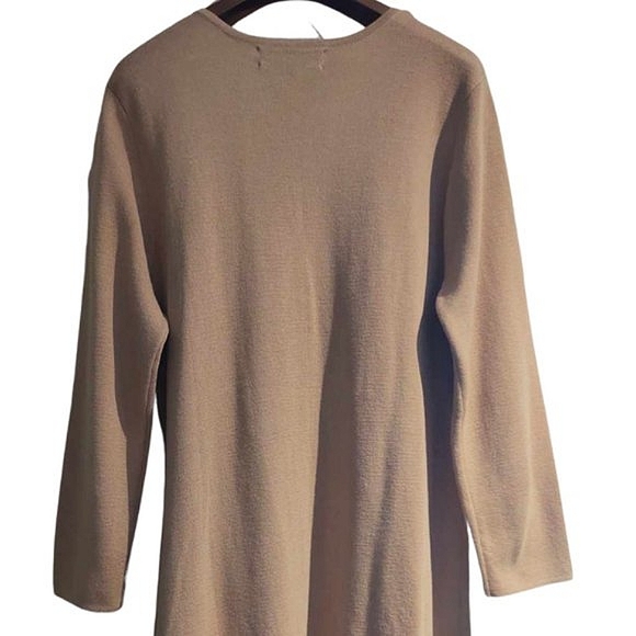 Tan Fringed Long Cardigan Sweater | Large - Picture 6 of 16